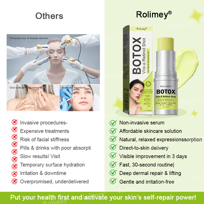 💐👨‍⚕️Made and shipped from the Australia ✅Rolimey® Botox & Vita-A Retinol Shot Wrinkle-Lift Tightening stick- Last Day Promotion 70% OFF
