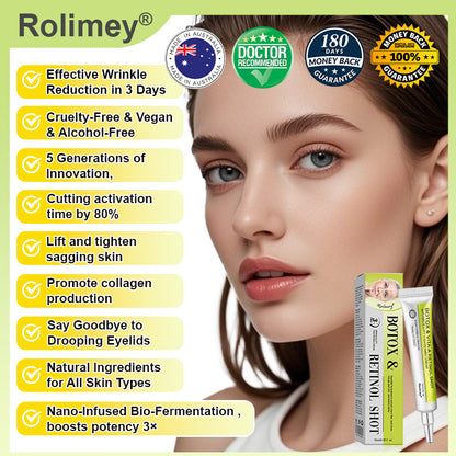 ✅💞Made and shipped from Australia 💫Rolimey® Botox & Vita-A Retinol Shot Wrinkle-Lift Tightening cream - Last Day Promotion 70% OFF