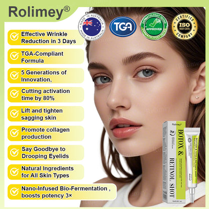 👨‍⚕️✅Made and shipped from Australia 💫Rolimey® Botox & Vita-A Retinol Shot Wrinkle-Lift Tightening cream - Last Day Promotion 70% OFF