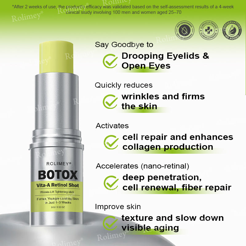 💐👨‍⚕️Made and shipped from the Australia ✅Rolimey® Botox & Vita-A Retinol Shot Wrinkle-Lift Tightening stick- Last Day Promotion 70% OFF