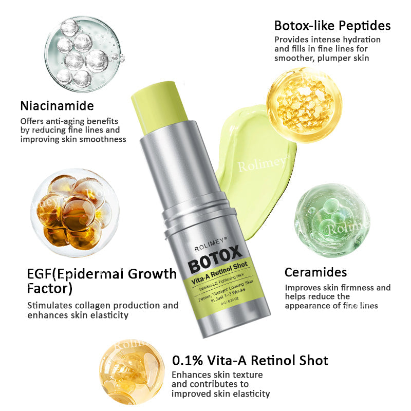 💐👨‍⚕️Made and shipped from the Australia ✅Rolimey® Botox & Vita-A Retinol Shot Wrinkle-Lift Tightening stick- Last Day Promotion 70% OFF