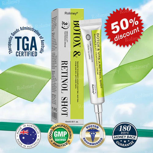 👨‍⚕️✅Made and shipped from Australia 💫Rolimey® Botox & Vita-A Retinol Shot Wrinkle-Lift Tightening cream - Last Day Promotion 70% OFF